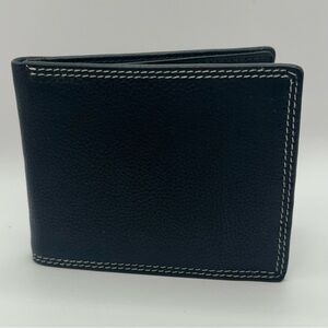 Mens Genuine Black Leather Bifold Wallet